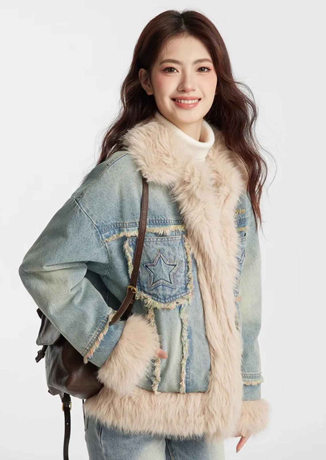 Fuzzy Star Denim Coat - Image 6