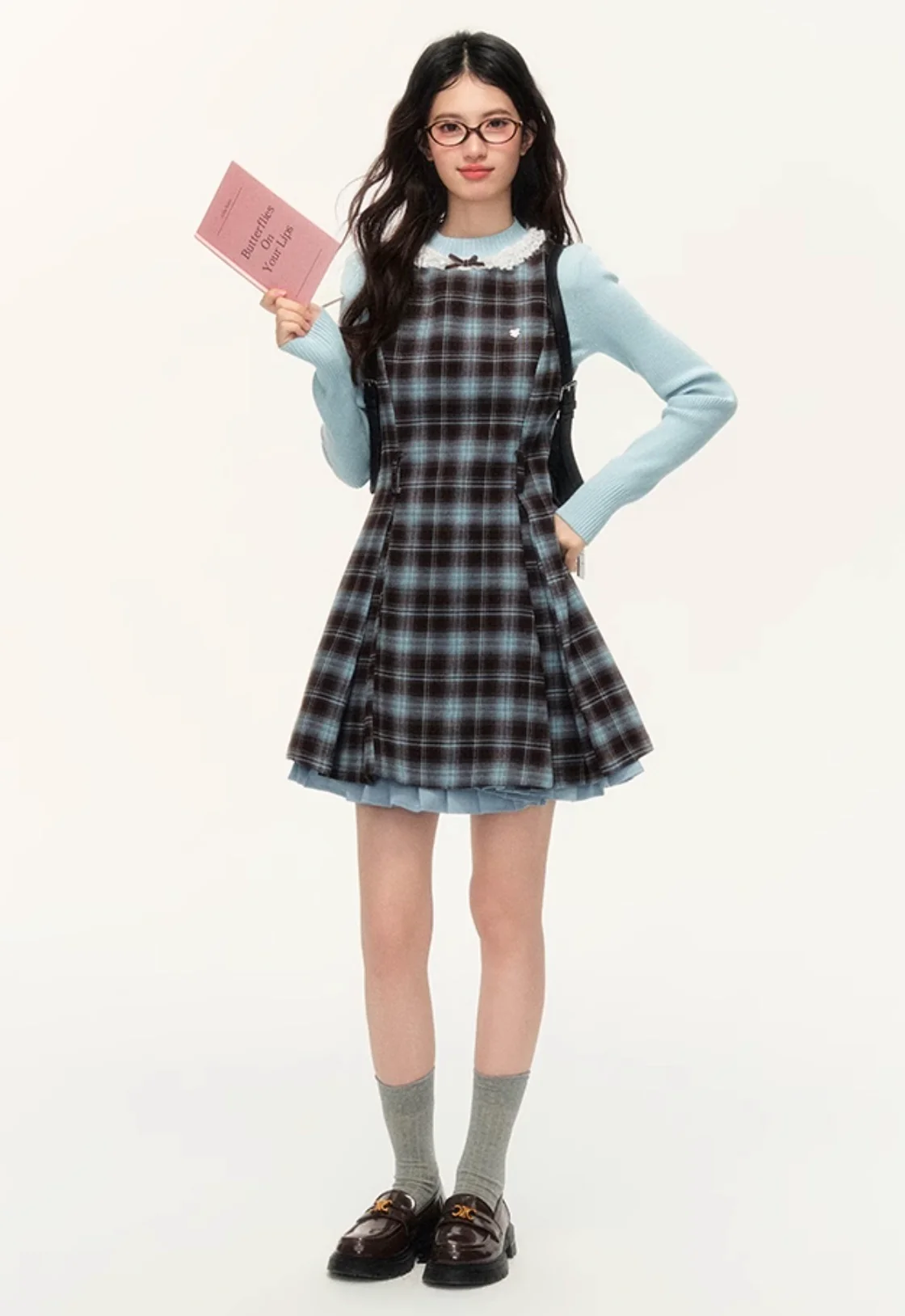 Preppy Plaid A-Line Vest Dress - Image 11