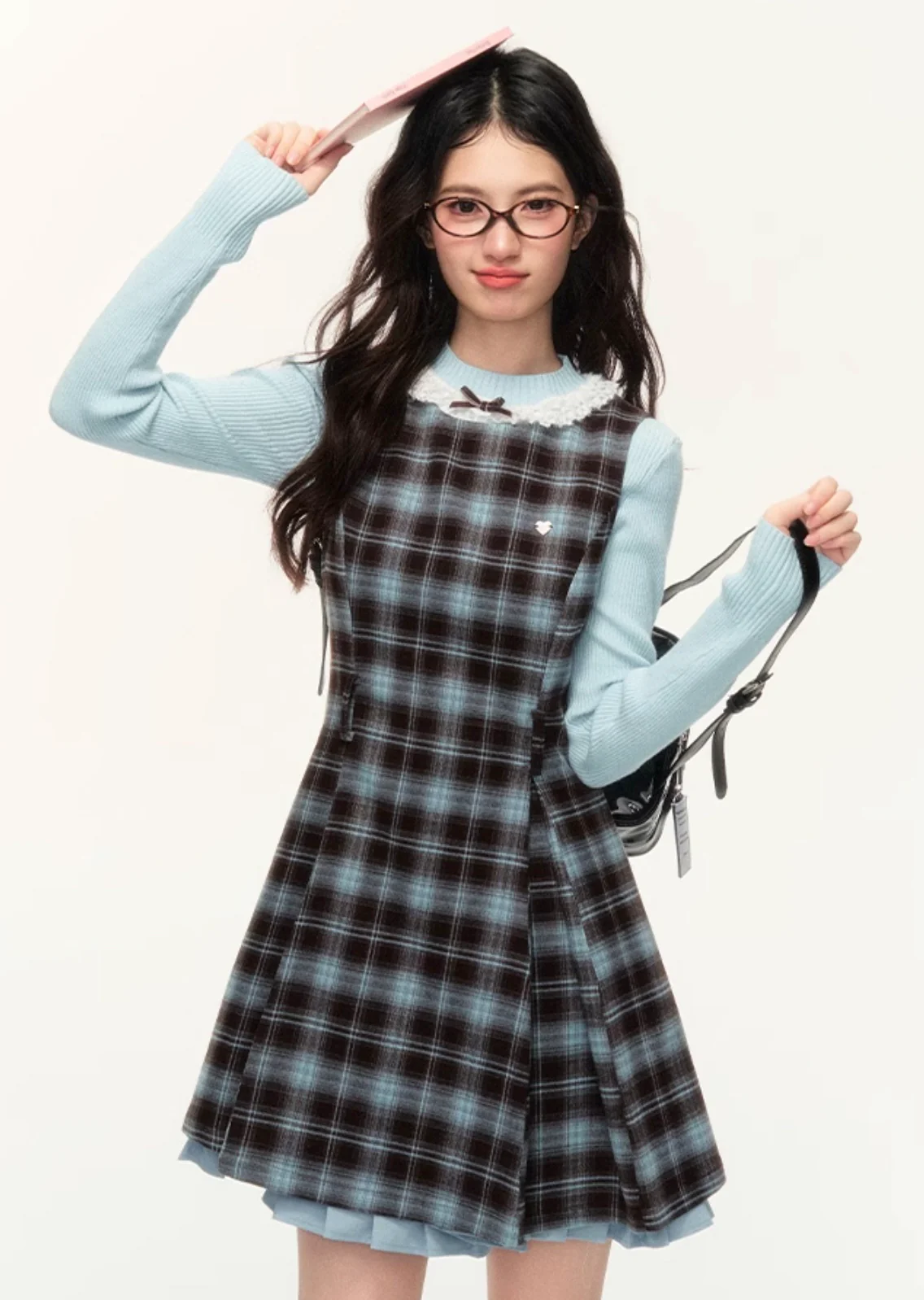 Preppy Plaid A-Line Vest Dress - Image 7