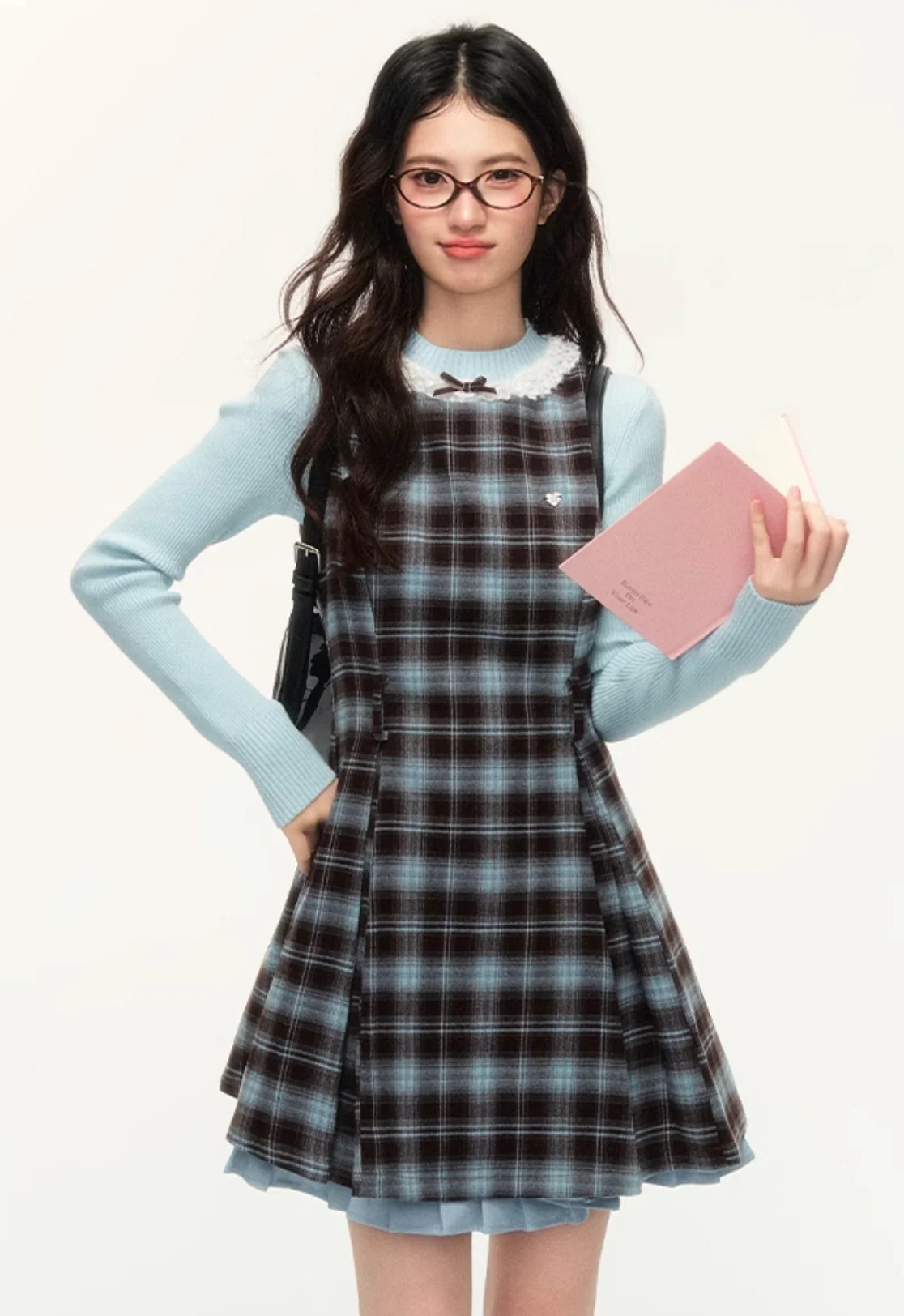 Preppy Plaid A-Line Vest Dress - Image 8