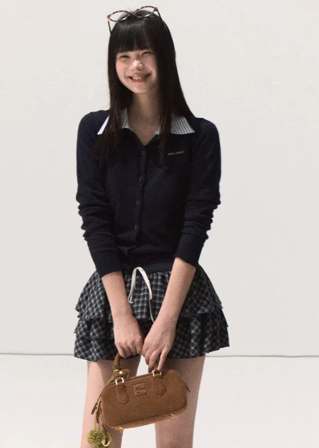 Layered Wool Plaid Mini