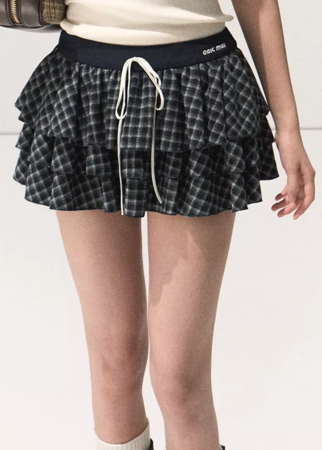Layered Wool Plaid Mini - Image 7