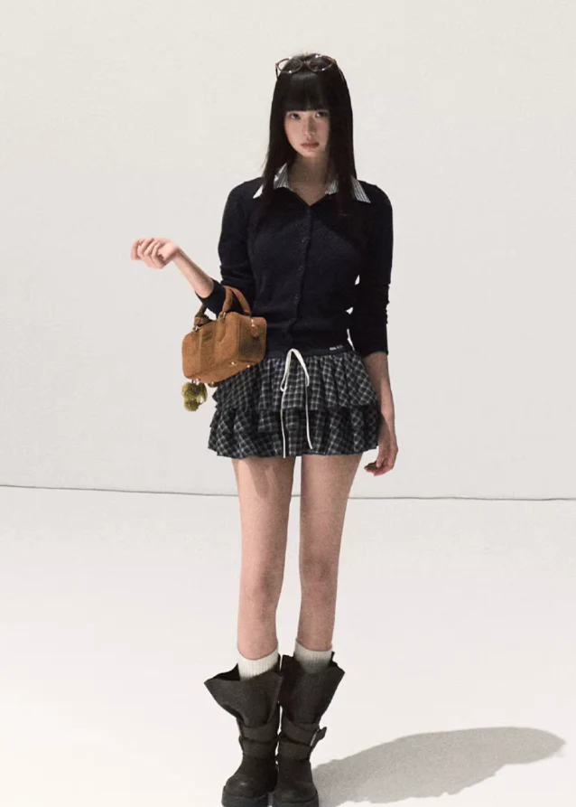 Layered Wool Plaid Mini - Image 9