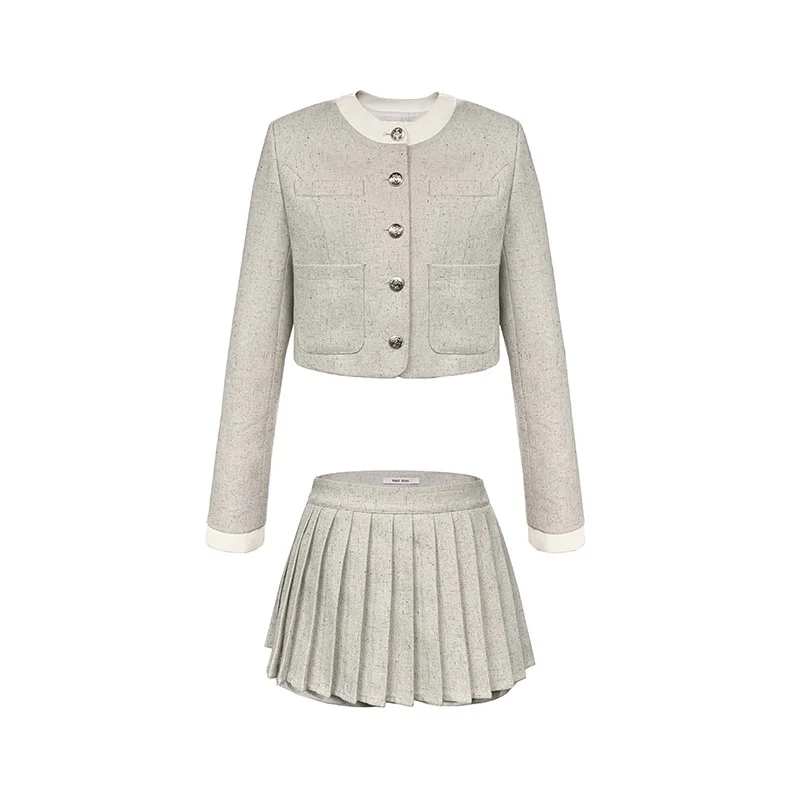 Classic round neck small Chanel style suit skirt two-piece suit - Image 7