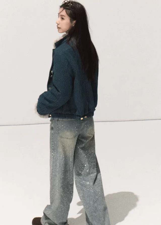 Velour Check Short Coat - Image 5