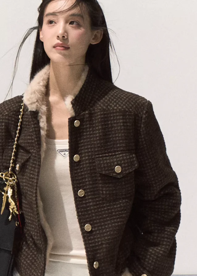 Velour Check Short Coat - Image 6