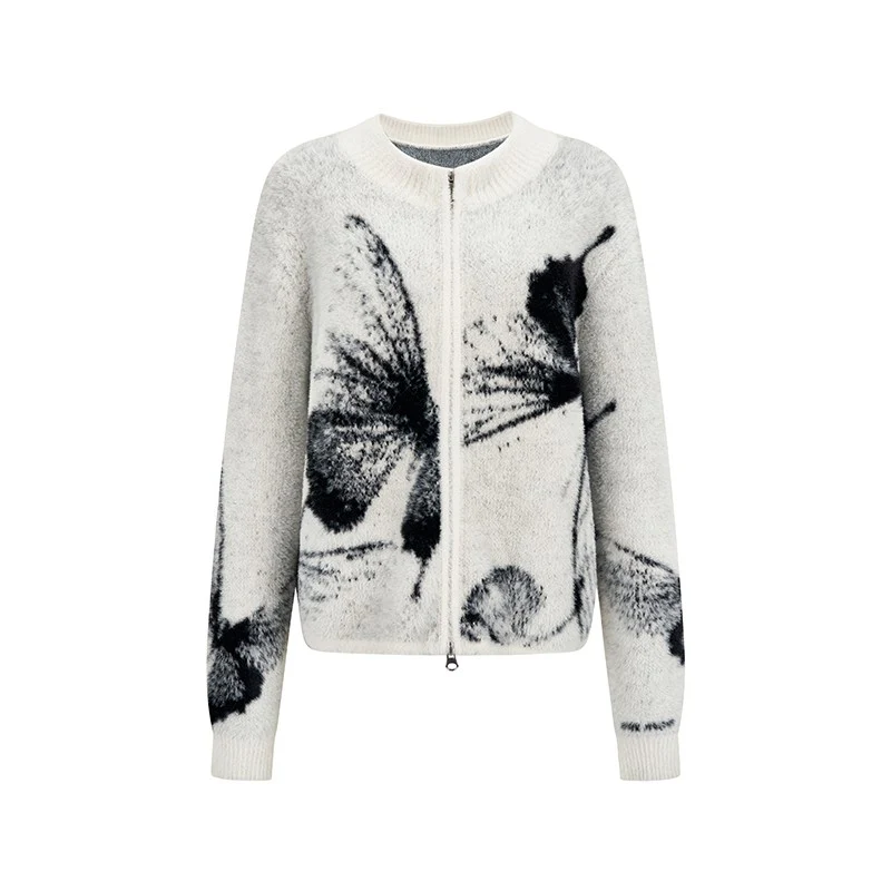 Butterfly Jacquard Double-Zip Cardigan - Image 10