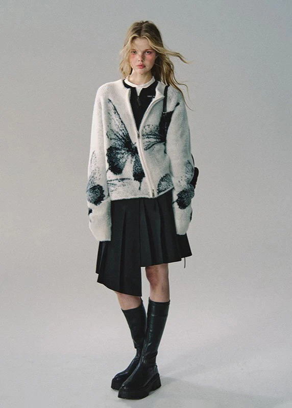 Butterfly Jacquard Double-Zip Cardigan - Image 4