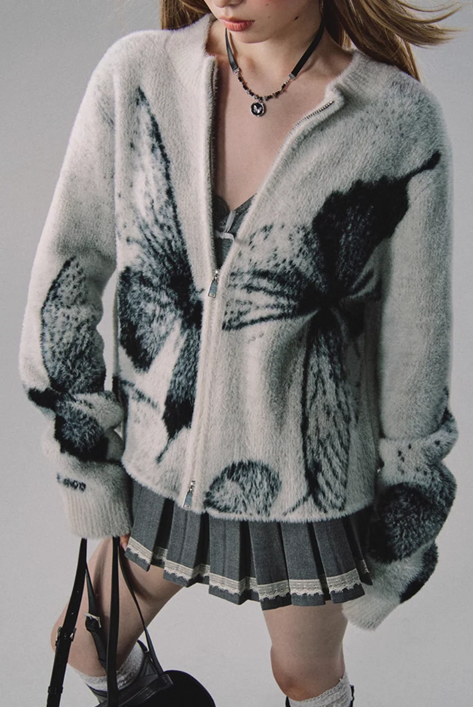 Butterfly Jacquard Double-Zip Cardigan - Image 9
