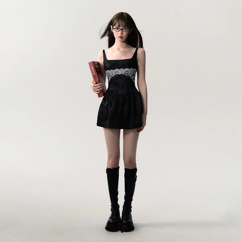 Lace jacquard patchwork dress - Image 3