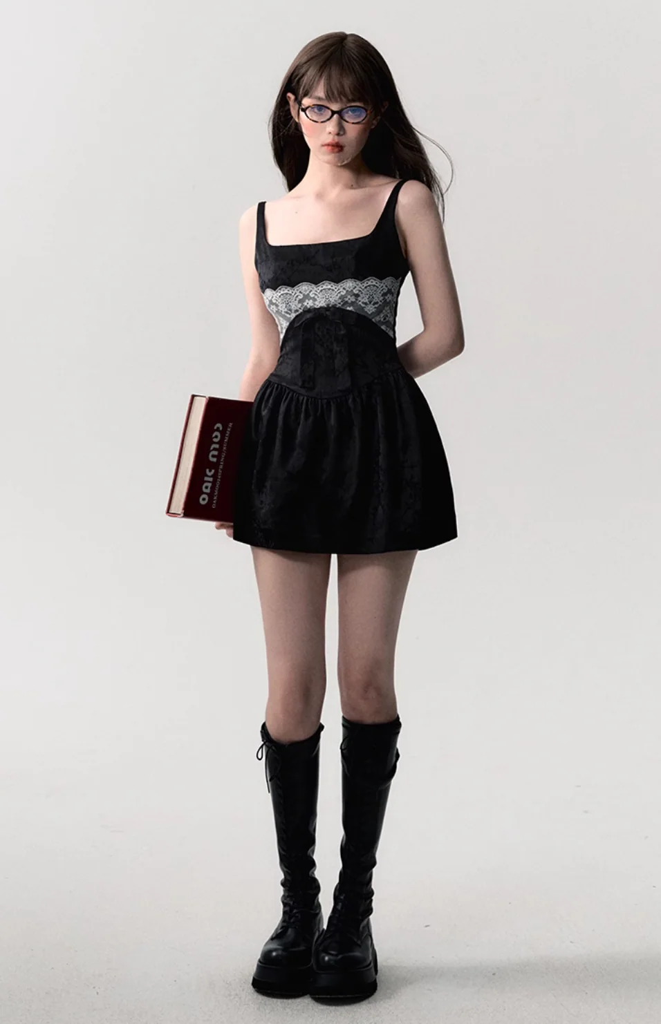 Lace jacquard patchwork dress - Image 5