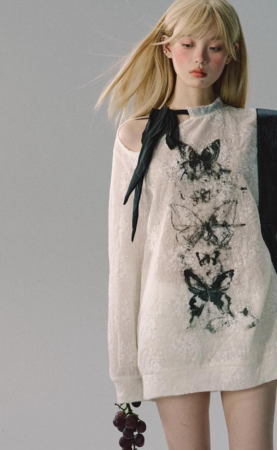 Retro Ribbon Embroidered Mesh Sweatshirt - Image 7
