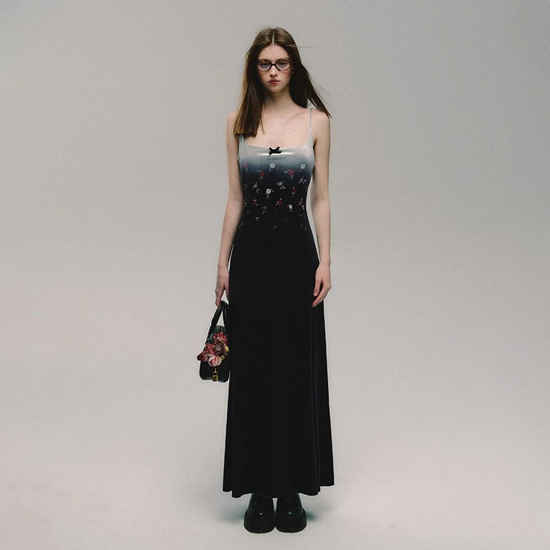 Velvet Print Slim Slip Dress - Image 3