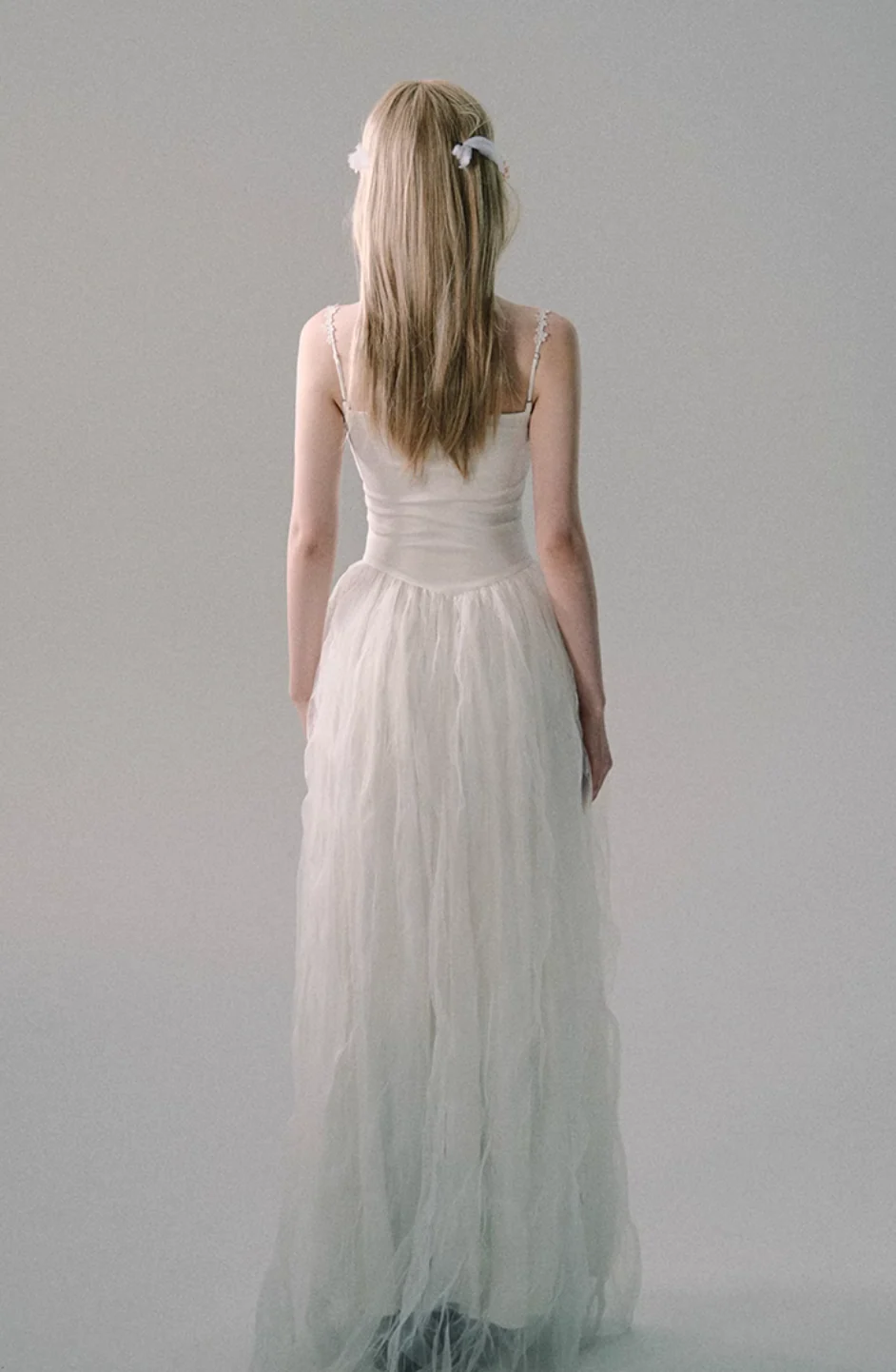 White Mesh Embroidered Slip Dress - Image 7