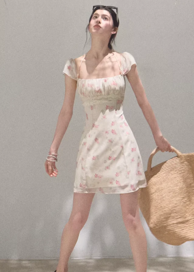 Original Flower Beaded Halter Slim Dress - Image 5