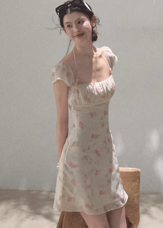 Original Flower Beaded Halter Slim Dress - Image 6