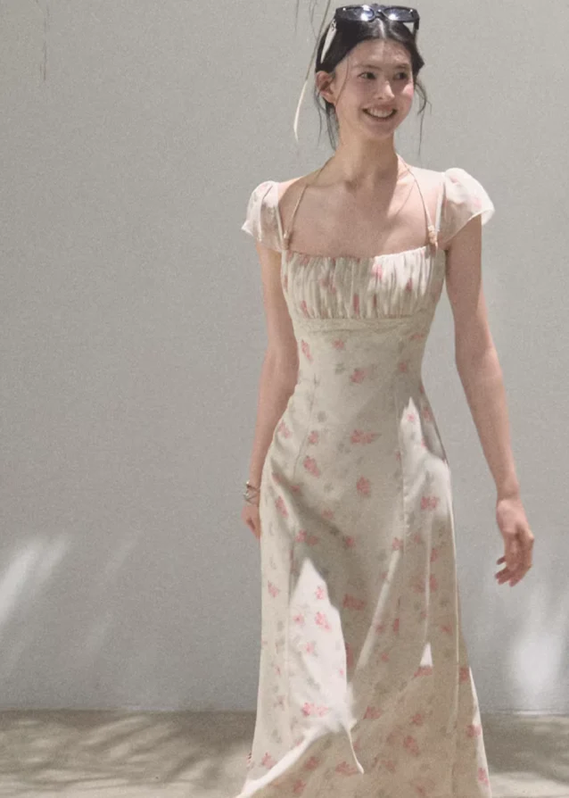 Original Flower Beaded Halter Slim Dress - Image 8