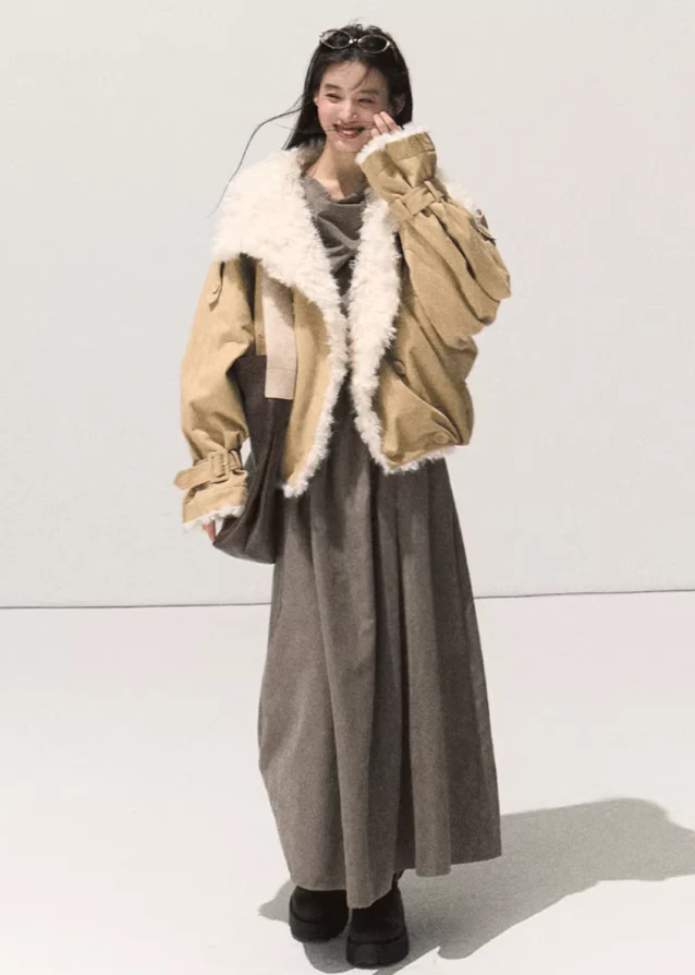 Oversized Lamb Wool Leather Jacket - Image 14