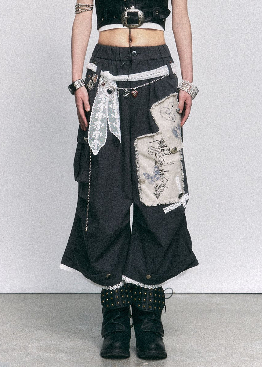 Patch Ruin Wide Cropped Pants - Image 3