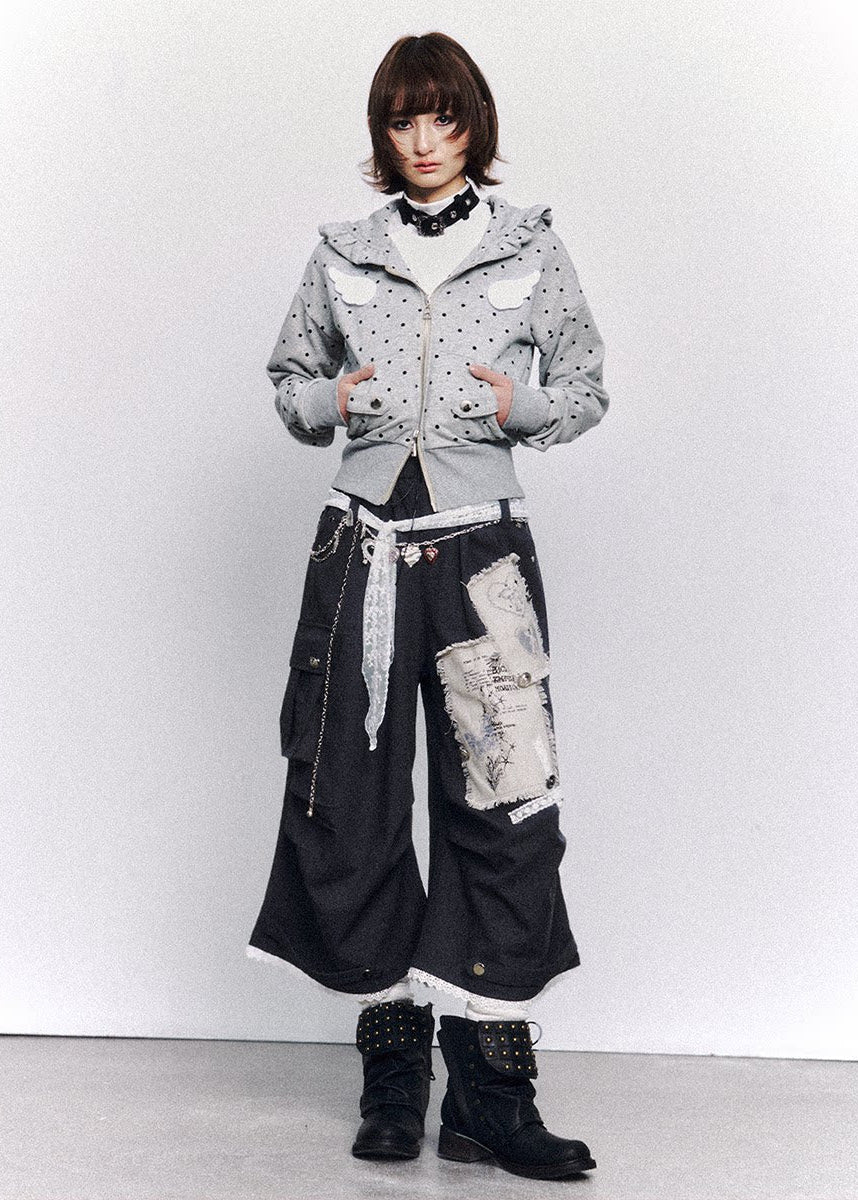 Patch Ruin Wide Cropped Pants - Image 8
