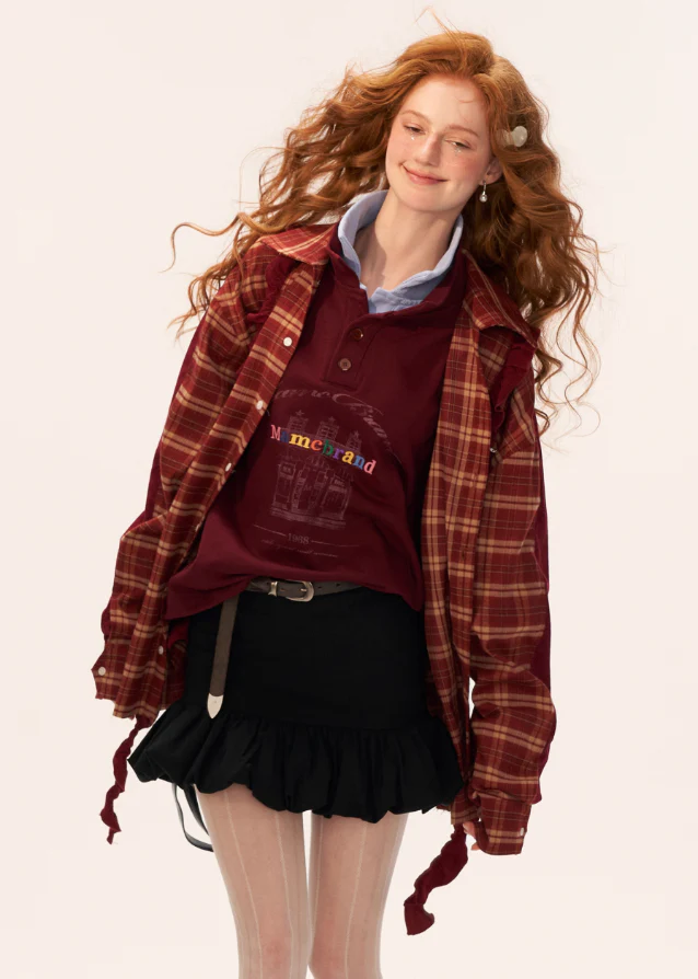 Patchwork Plaid Sweatshirt Shirt