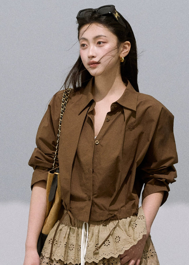 Pinched Waist Cropped Blouse - Image 2