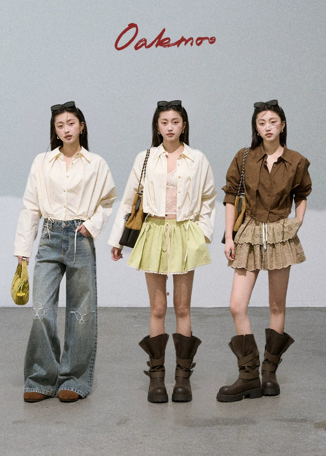 Pinched Waist Cropped Blouse - Image 7
