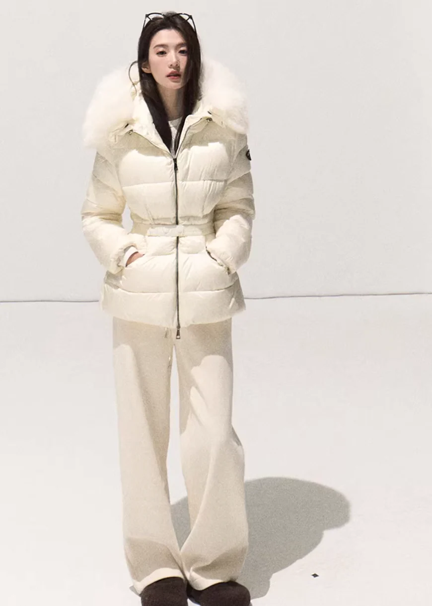 White Veil Hooded Down Coat - Image 5