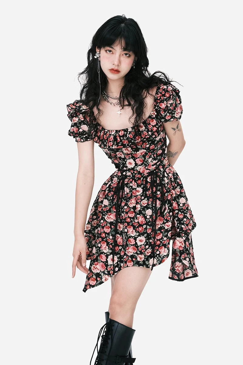 Pink Lace Irregular Hot Girl Dress - Image 5