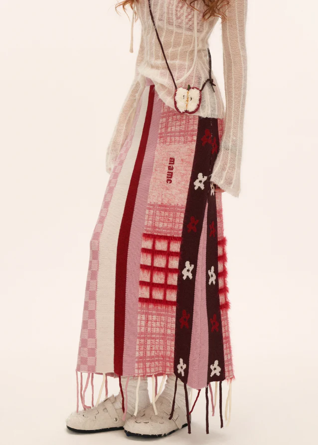 Pink Splice Fringe Skirt - Image 5