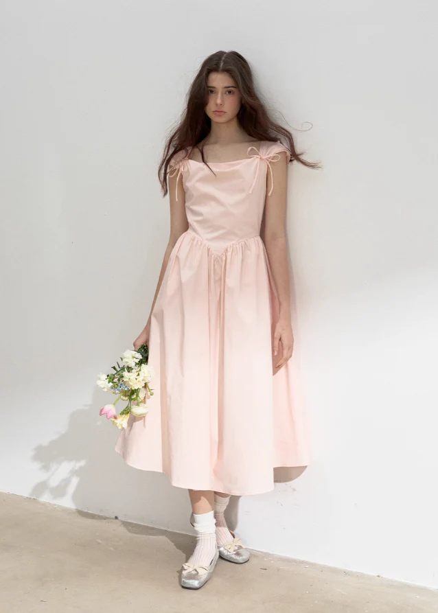 Pink Swing Neck Strap Midi Dress - Image 5