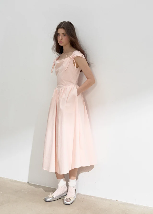 Pink Swing Neck Strap Midi Dress - Image 6