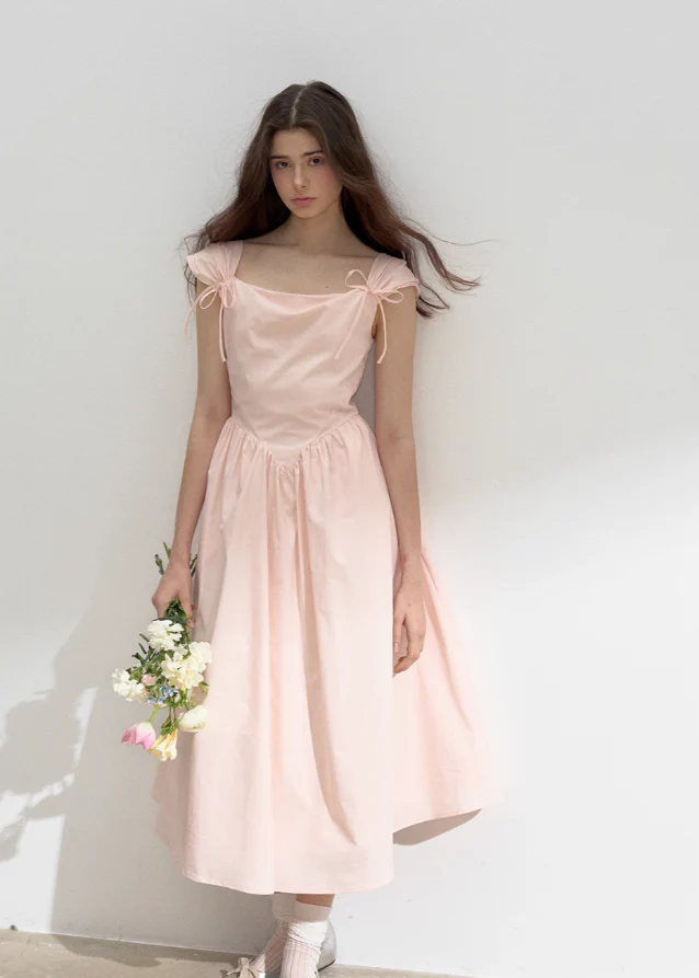 Pink Swing Neck Strap Midi Dress - Image 7