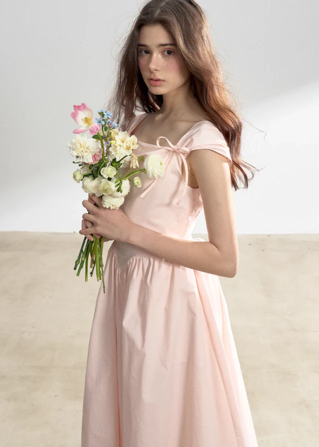Pink Swing Neck Strap Midi Dress - Image 9