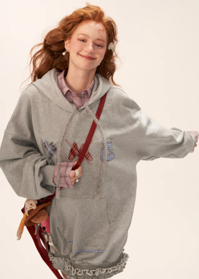 Plaid Patch Hoodie Dress - Image 5