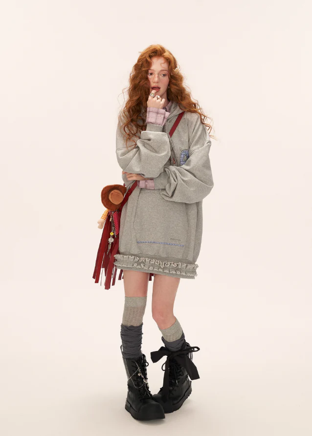 Plaid Patch Hoodie Dress - Image 7