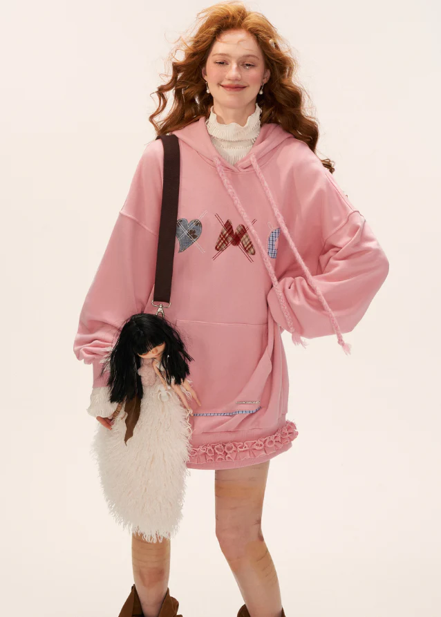 Plaid Patch Hoodie Dress - Image 9