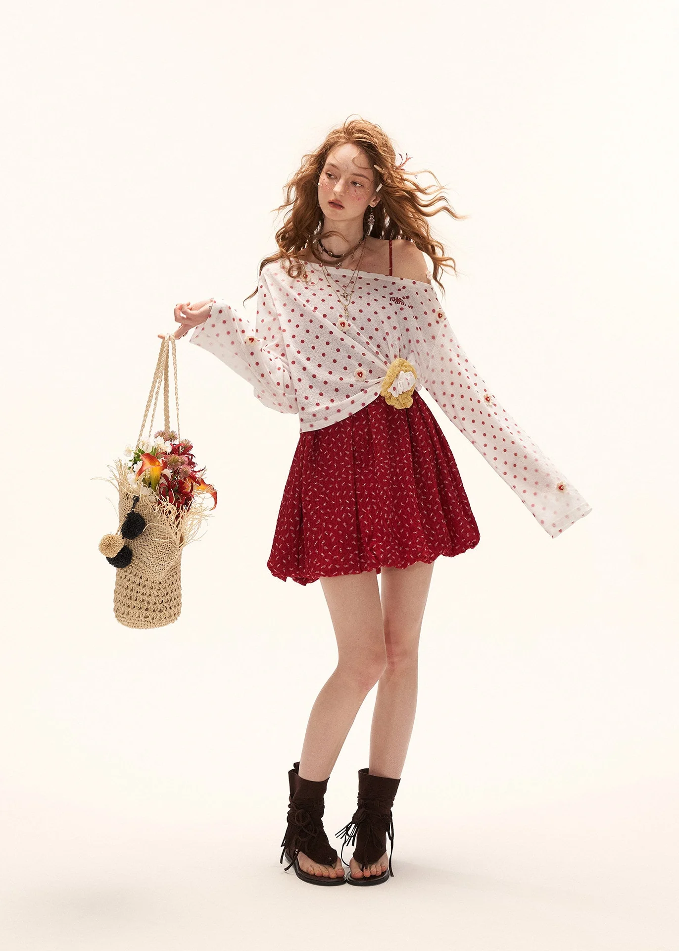 Polka Bloom Sheer Blouse - Image 3