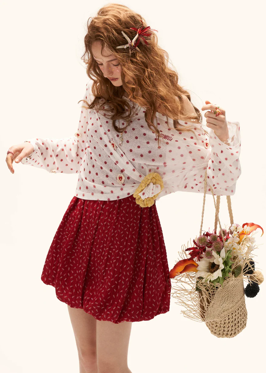 Polka Bloom Sheer Blouse - Image 5