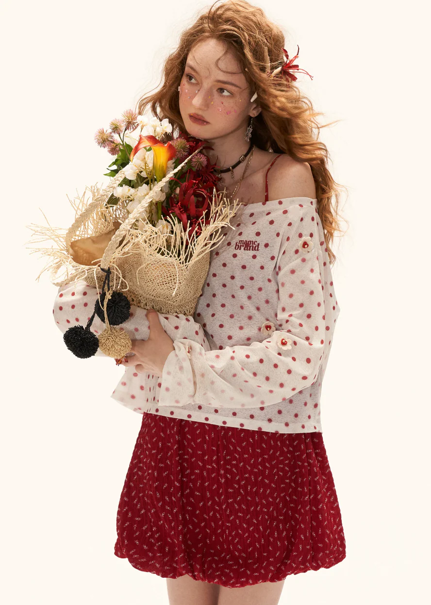 Polka Bloom Sheer Blouse - Image 8