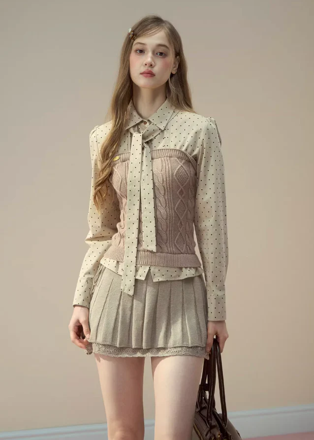 Polka Dot Bow-Tie Patchwork Set - Image 3