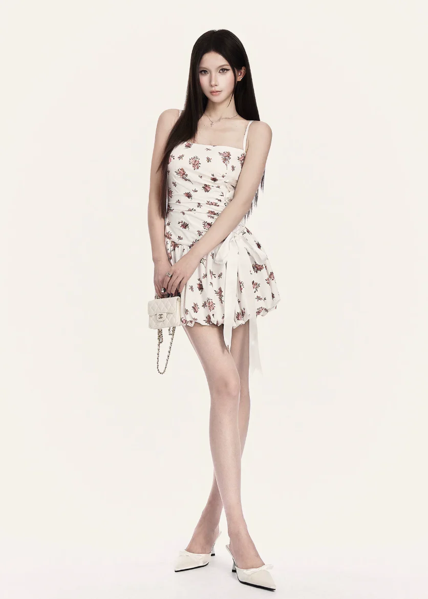 Precision Floral Bow Mini Dress - Image 3