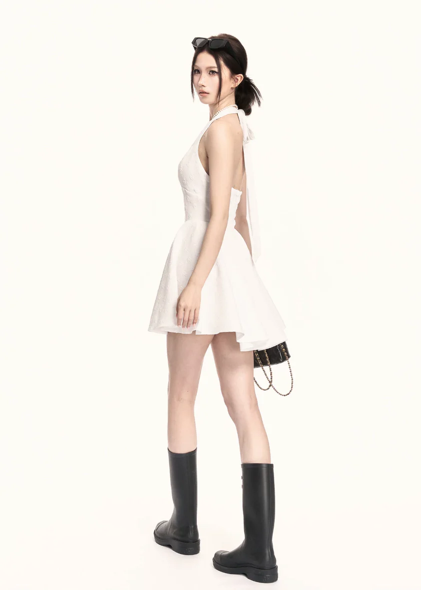 Precision Halter A-Line Mini Dress - Image 3