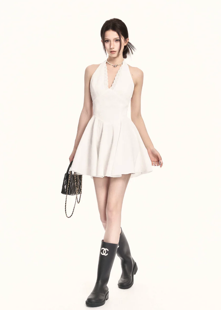 Precision Halter A-Line Mini Dress - Image 4