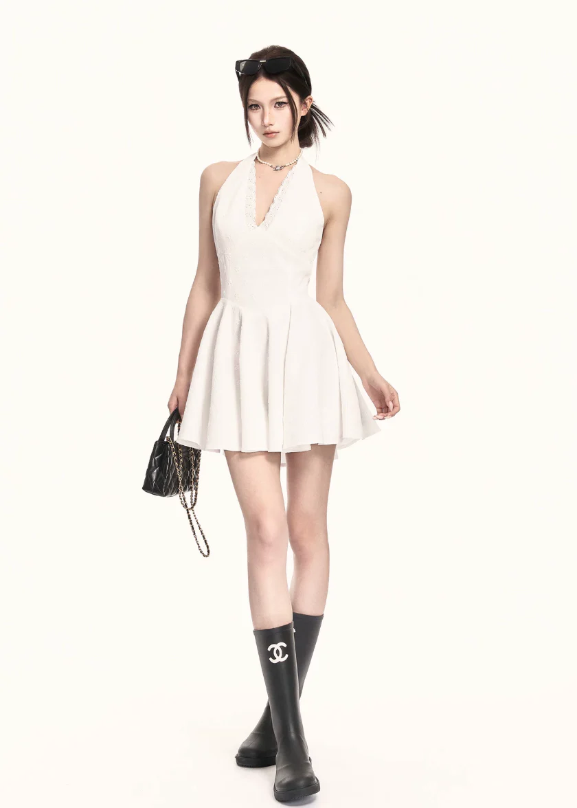 Precision Halter A-Line Mini Dress - Image 7