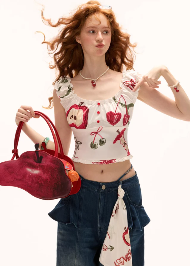 Printed Slim Fit Layered Camisole Top - Image 7