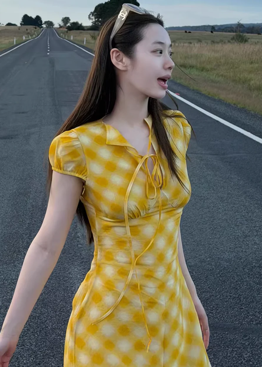 Provence Check Tea Dress - Image 3