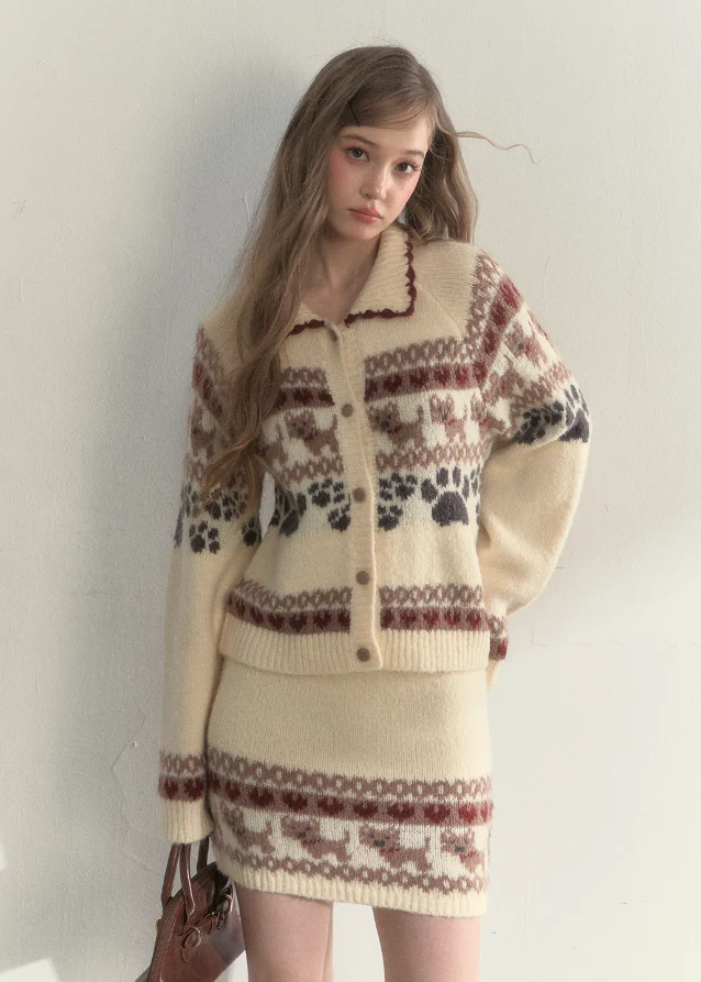 Puppy Fair Isle Cozy Knit Set