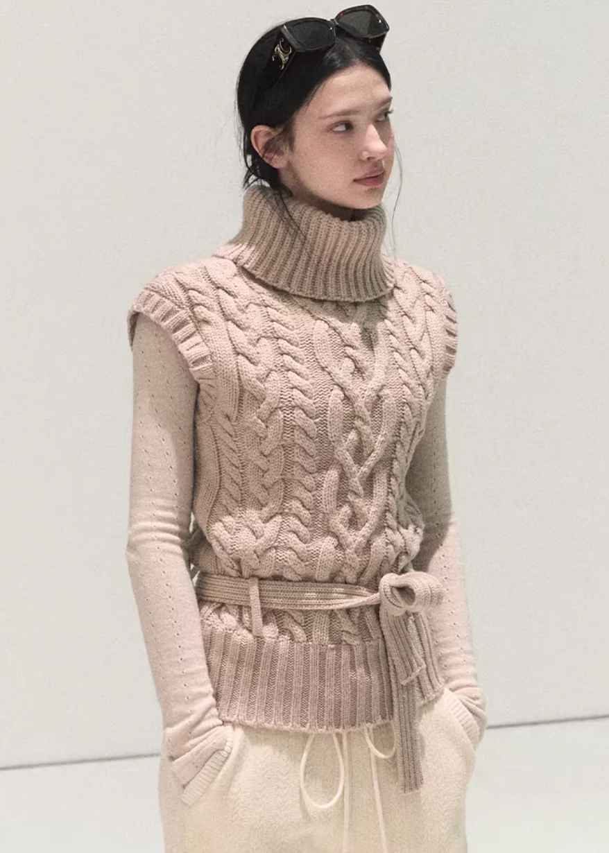 Quiet Cable Layered Knit Vest