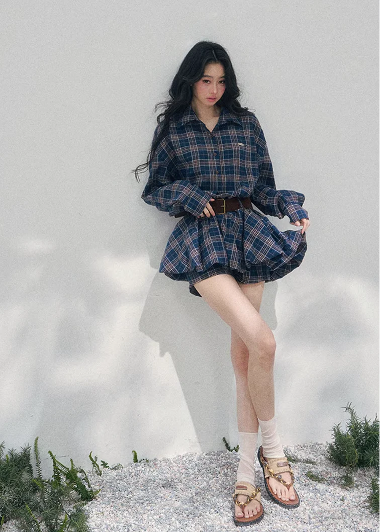 Rain Pane Plaid Shirt Dress - Image 11